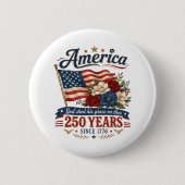 Amerika 250 Jahre Florale Flagge Button (Vorderseite)