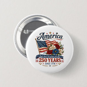 Amerika 250 Jahre Florale Flagge Button