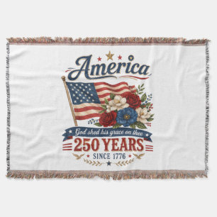 Amerika 250 Jahre Florale Flagge Decke