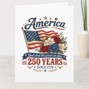 Amerika 250 Jahre Florale Flagge Karte