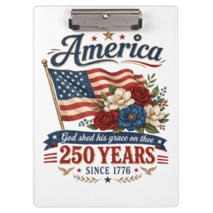 Amerika 250 Jahre Florale Flagge Klemmbrett