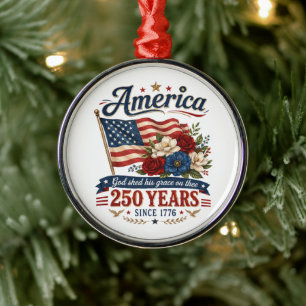 Amerika 250 Jahre Florale Flagge Ornament Aus Metall