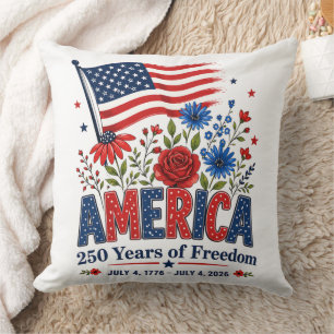 Amerika 250 Jahre Freiheit Blumenflagge Kissen
