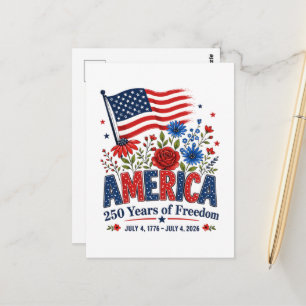 Amerika 250 Jahre Freiheit Blumenflagge Postkarte