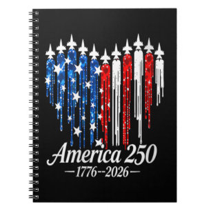 Amerika 250 Jahre Herzflagge Notizblock