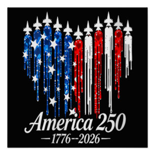 Amerika 250 Jahre Herzflagge Poster