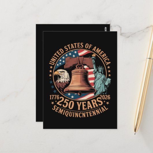 Amerika 250 Jahre Postkarte (Vorderseite/Rückseite Beispiel)