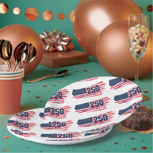Amerika 250 Jahre Retro-Flagge 250. Jubiläum Pappteller