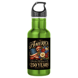 Amerika 250 Jahre seit 1776 Florales Patriotisches Edelstahlflasche