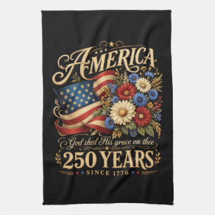 Amerika 250 Jahre seit 1776 Florales Patriotisches Geschirrtuch