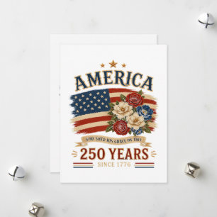 Amerika 250 Jahre seit 1776 Patriotische Blumenfla Feiertagskarte