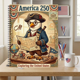 Amerika 250-Jahres-Jubiläum patriotisches Monogram Notizblock