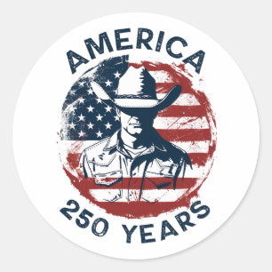 Amerika 250. Jubiläum Cowboy 1776-2026 Runder Aufkleber