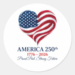 Amerika 250. Jubiläums-Flaggen-Herz-Aufkleber Runder Aufkleber