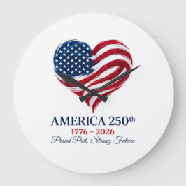 Amerika 250. Jubiläums-Flaggen-Herz-Wanduhr Große Wanduhr