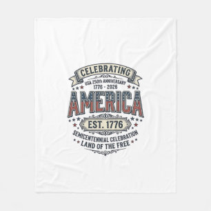 Amerika 250. Jubiläums Vintage Patriotisches T-Shi Fleecedecke
