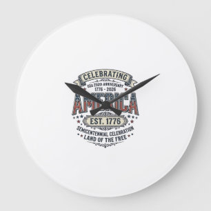 Amerika 250. Jubiläums Vintage Patriotisches T-Shi Große Wanduhr