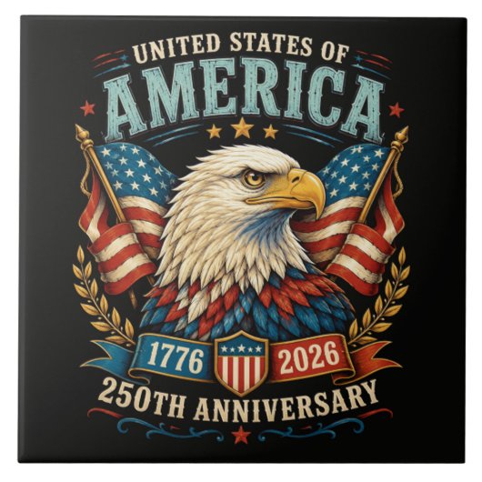 Amerika 250. Jubiläumsfeier Adler Fliese (Vorderseite)