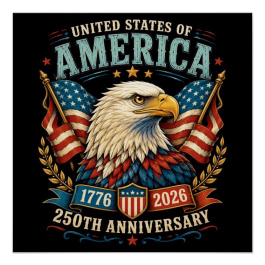 Amerika 250. Jubiläumsfeier Adler Poster (Vorderseite)