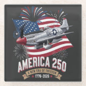 Amerika 250. Jubiläumsflugzeug Glasuntersetzer (Vorderseite)