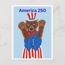 Amerika 250 Onkel Sam Bär Einladungspostkarte