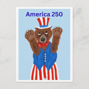  Amerika 250 Onkel Sam Bär  Einladungspostkarte