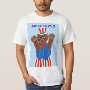 Amerika 250 Onkel Sam Bär T-Shirt
