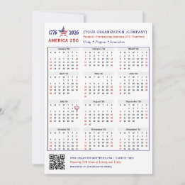 Amerika 250 Patriotic 2026 Calendar Keepake Card