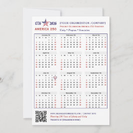 Amerika 250 Patriotic 2026 Calendar Keepake Card
