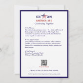 Amerika 250 Patriotic Blue 2026 Kalender Keepake (Rückseite)