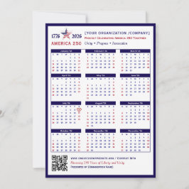 Amerika 250 Patriotic Blue 2026 Kalender Keepake