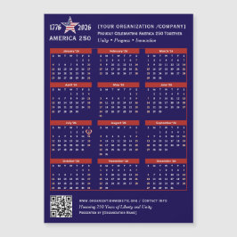 Amerika 250 Patriotic Blue 2026 Kalender Keepake Magnetkarte