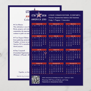Amerika 250 Patriotic Blue 2026 Kalenderkarte