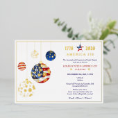Amerika 250 Patriotic Holiday Fête Jahrestag Rot Folieneinladung (Stehend vorne)