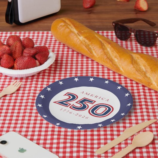 Amerika 250 Patriotisch Pappteller (Picknick)