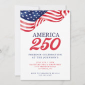 Amerika 250 Patriotische Einladung | 4. Juli BBQ (Vorderseite)