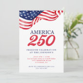 Amerika 250 Patriotische Einladung | 4. Juli BBQ (Stehend Vorderseite)