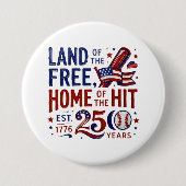 Amerika 250 | Patriotischer Baseball Juli 2026 Button (Vorderseite)