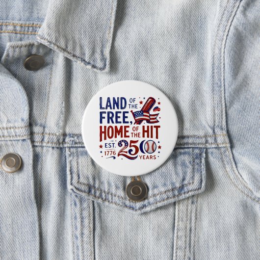 Amerika 250 | Patriotischer Baseball Juli 2026 Button (Beispiel)