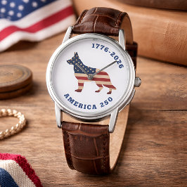 Amerika 250 Patriotischer Deutscher Schäferhund Armbanduhr