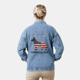 Amerika 250 Patriotischer Deutscher Schäferhund Jeansjacke