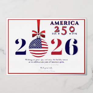 Amerika 250 Patriotischer Feiertag 2025 Roter Repu Folien Feiertagskarte