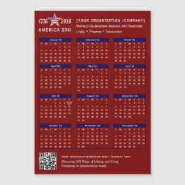 Amerika 250 Patriotischer Roter Kalender 2026 Keep Magnetkarte