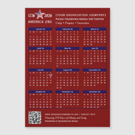 Amerika 250 Patriotischer Roter Kalender 2026 Keep Magnetkarte