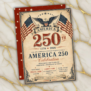 Amerika 250 Patriotisches Vintage Einladung