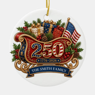 Amerika 250. patriotisches Weihnachten Familie 202 Keramik Ornament