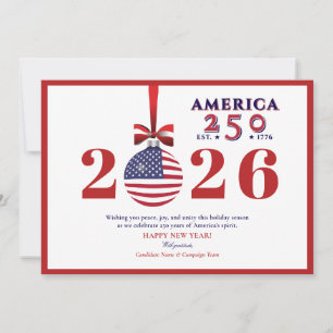 Amerika 250 Red Patriotic Weihnachtssponsor Spende Feiertagskarte