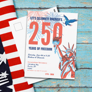 Amerika 250. Retro-Statue der Freiheit Einladung Postkarte