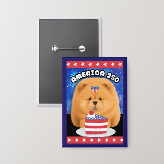AMERIKA 250 Roter Chow Button (Vorderseite/Rückseite)