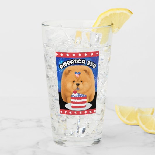 AMERIKA 250 Roter Chow Glas (Rückseite Ice)